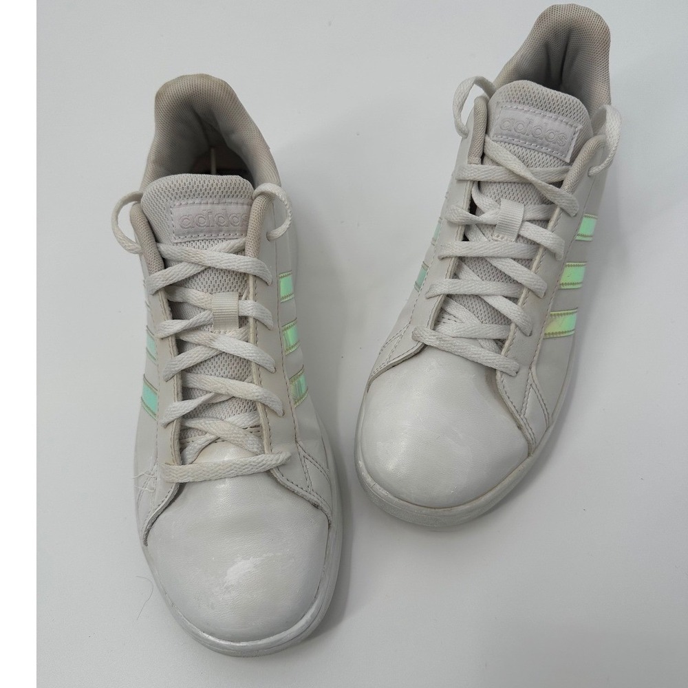 Adidas Grand‎ Court Iridescent Stripe White Sneakers Shoes Casual Size